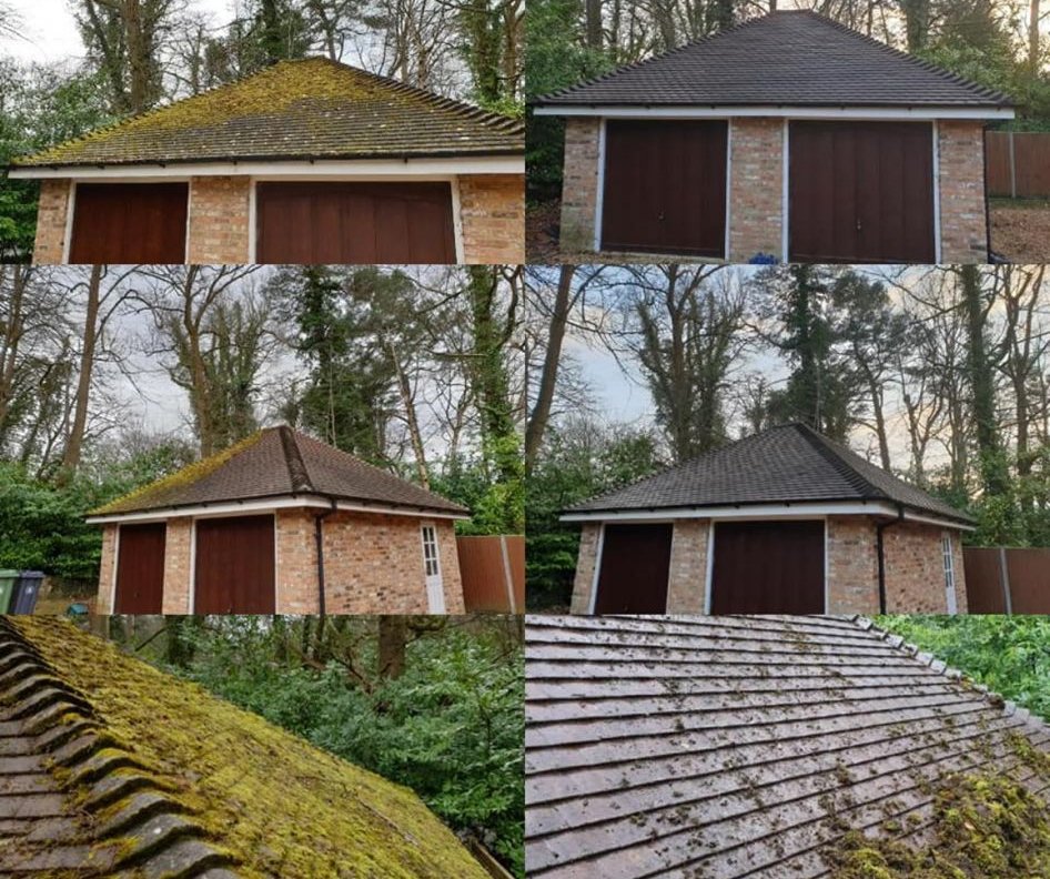 Before and After Roof Clenaing Camberley by Trident Exterior Cleaning