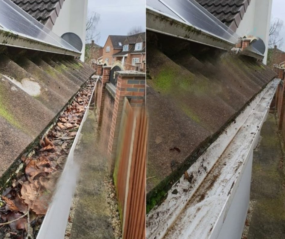 gutter cleaning the roof in Camberley Trident Exterior Cleaning